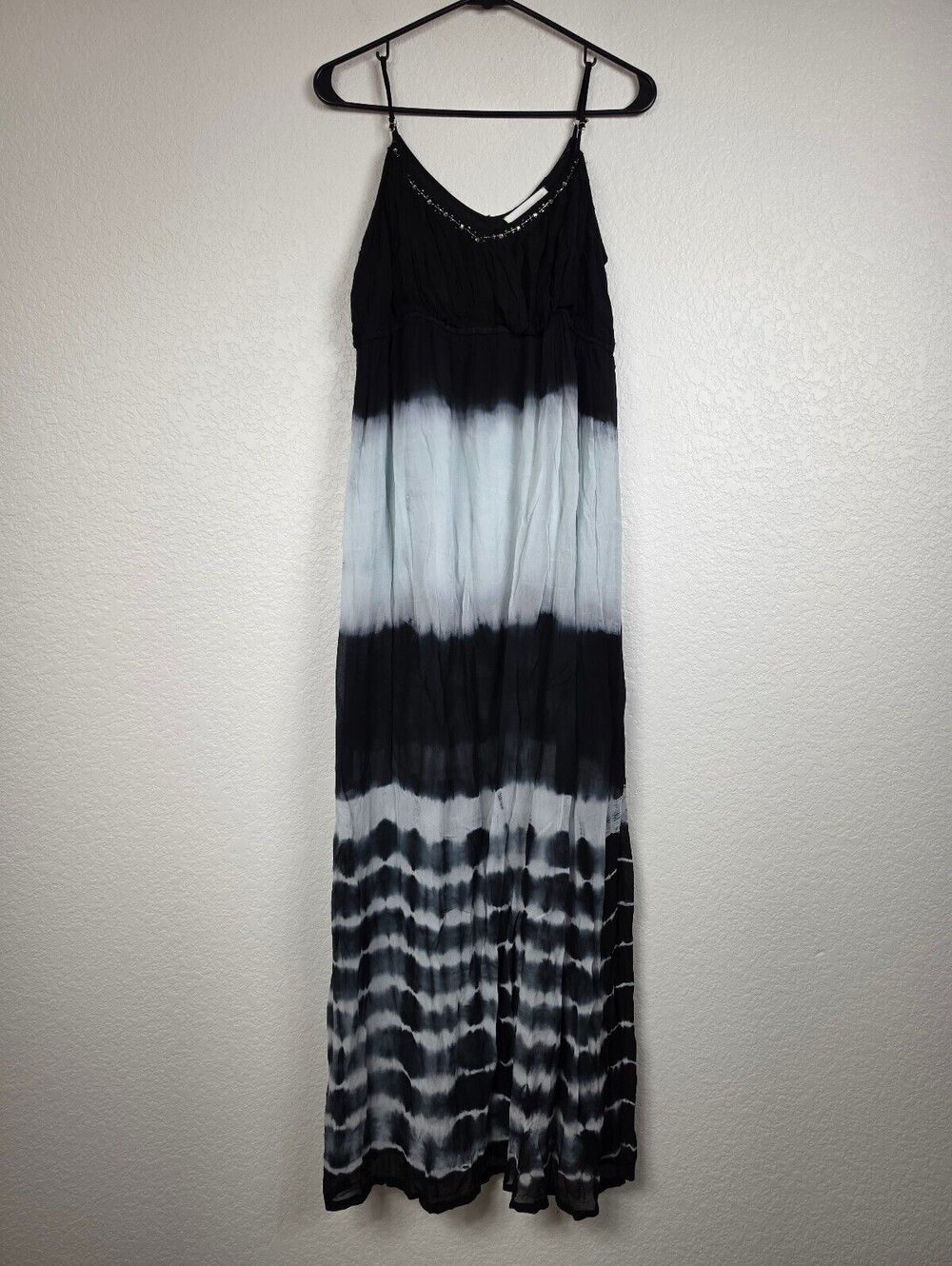 Anthropologie Black and White Tie-Dye Maxi Dress M